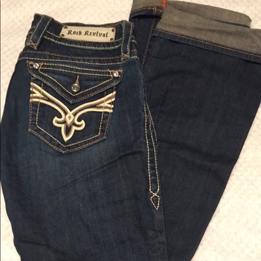 Dark wash rock revival jeans -size 28
